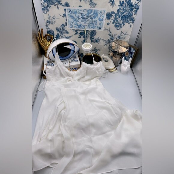 🆕 ALICE + OLIVIA 🧿 NWT Alita Spaghetti Strap Drape Asymmetrical Dress, Sz6 - Picture 2 of 16